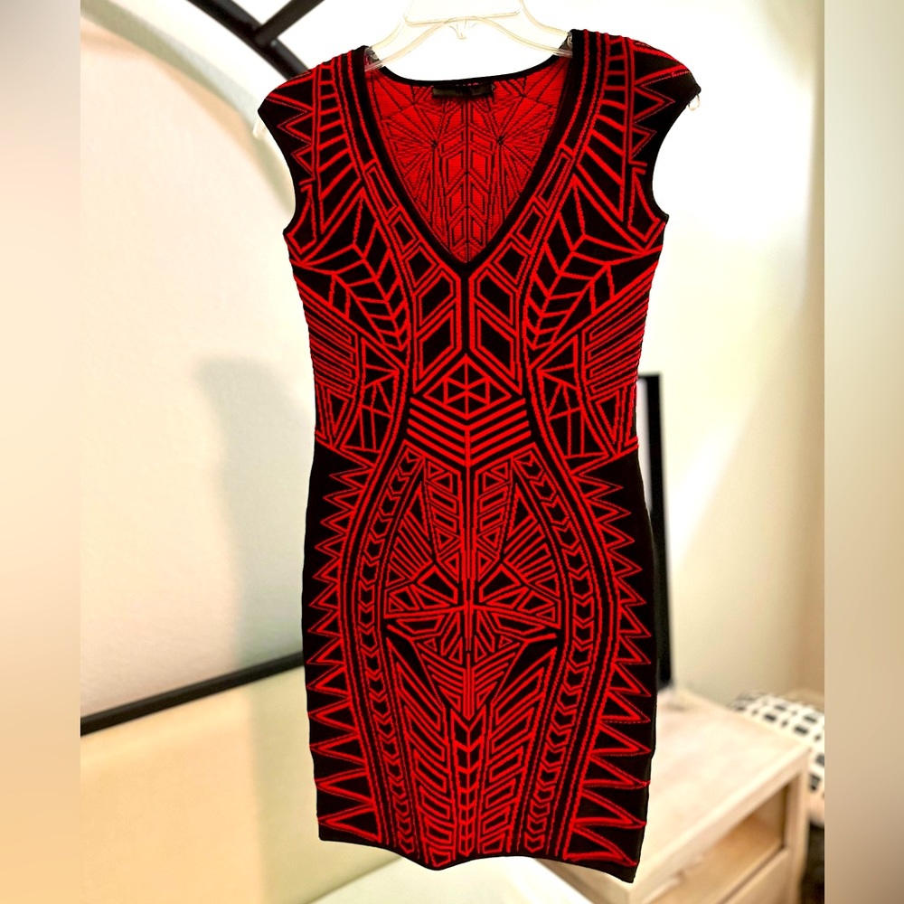 RVN red and black bodycon dress